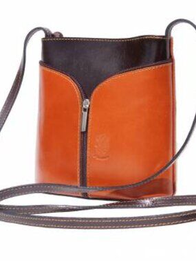 New Florence Leather Market cognac and brown Italian leather crossbody bag